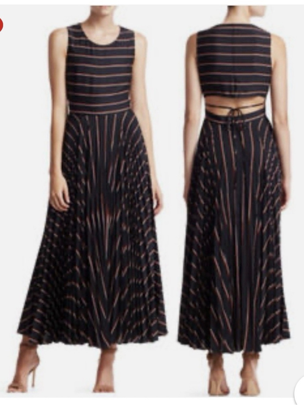A.L.C. Black Maxi Dress with red Stripes